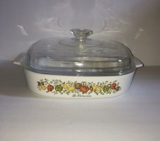 Vtg Corning Ware Casserole Dish Square Spice Of Life 10x10x2 A - 10 - B Pyrex Lid