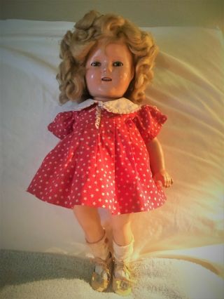1936 15 " Compo Shirley Temple Doll In Tagged Dress From " Poor Little Rich Girl "