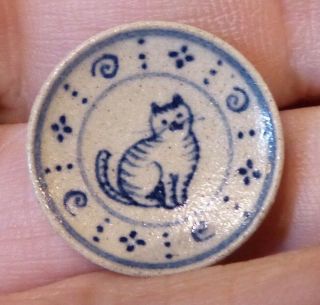 Igma Artisan Jane Graber Miniature Stoneware Cat Dinner Plate: 1:12 Scale