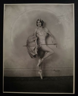 Somers Studio Vaudeville Ballet Ballerina Photo Leggy Dancer Umbrella C.  1920 