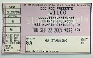 2005 Wilco Ticket Stub 9/22/05 - Cain 