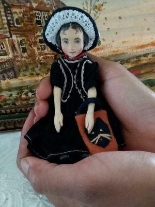 Happy Halloween Hitty,  Hand Carved Wood doll by Vivian 3