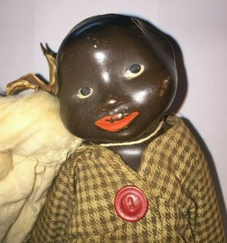 Antique Black African American 9 " Tall Composition Doll 1920 