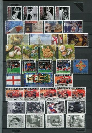 Gibraltar 2001 - 05 Mnh Lot Stamps & Sheets 50 Items Cat £125
