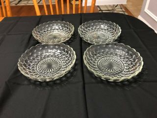 4 Vintage Anchor Hocking Clear Bubble Glass 8 " In Diameter Bowls W Scalloped
