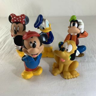 Disney Mickey Mouse And Friends Squeeze Toy Toys Set Of 5 In Carrying Case
