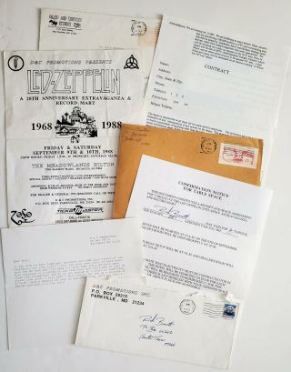 1988 Nj Led Zeppelin Convention Flyer,  Contract,  Dealer Information Sheet