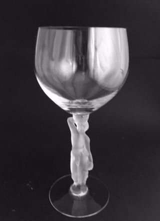 Bayel Crystal Bacchus Frosted Male Figural Stem 10 Oz.  Water Goblet Glass France