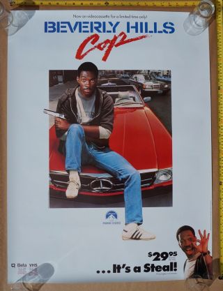 Beverly Hills Cop 1985 Vhs Store Promo Movie Film Poster Eddie Murphy