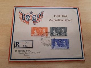 1937 Straits Settlements Coronation Pictorial Registered First Day Cover - Prai
