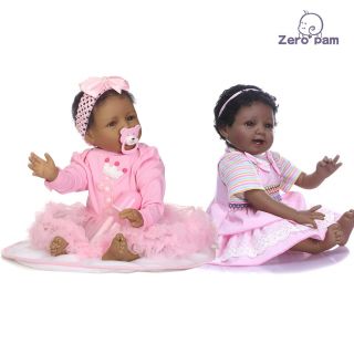 Soft Reborn Dolls 22 Inch Realistic Reborn Toddler Girls Twins Dolls Black Girls