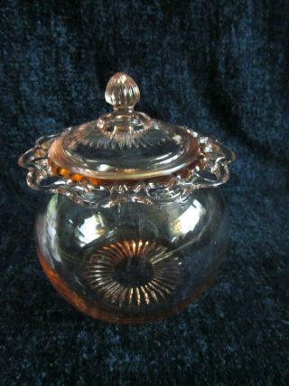 Anchor Hocking Old Colony Lace Edge Pink Depression Glass Cookie Jar With Lid