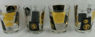 Vintage Cera? Black & 22k Gold Coin Double Old Fashioned Glasses Set Of 4 2