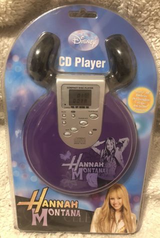 Hannah Montana Cd Player Miley Cyrus Disney Rare With Headphones