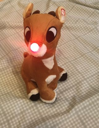 Rudolph The Red Nose Reindeer Singing Moving Head Plush Animation Gemmy 8 "
