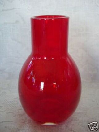 Collectible Vintage Ruby Red Blown Art Glass Vase - Estate Item