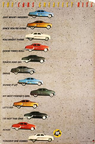 The Cars Ric Ocasek 1985 Greatest Hits Elektra Records Promo Poster