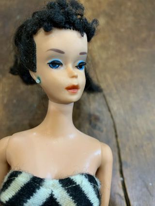Barbie Vintage Brunette Ponytail Barbie Doll W/blue Eyeshadow Japan Foot 3 4