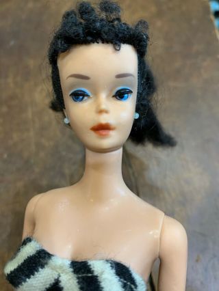 Barbie VINTAGE Brunette PONYTAIL BARBIE Doll w/Blue Eyeshadow Japan Foot 3 4 2