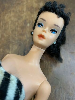 Barbie VINTAGE Brunette PONYTAIL BARBIE Doll w/Blue Eyeshadow Japan Foot 3 4 3