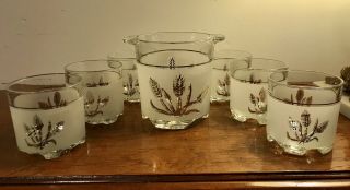Devalbor Windrose Italian Vintage Set Of 6 Glasses Gold Wheat Bar Ice Bucket