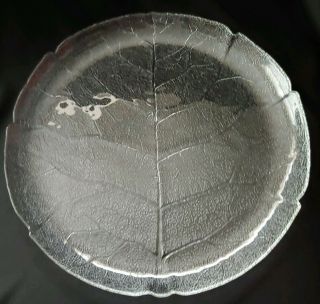 Arcoroc Aspen Leaf Clear Round Serving Platter Chop Torte Plate 13 "