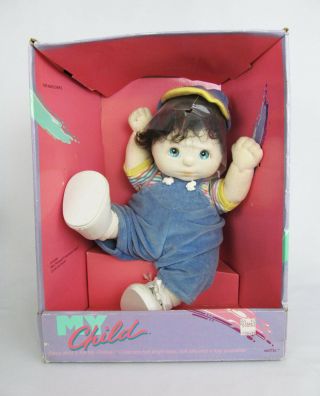 Mattel My Child Blue Eyes Brown Hair 2175 Boy Doll - Never Removed From Box