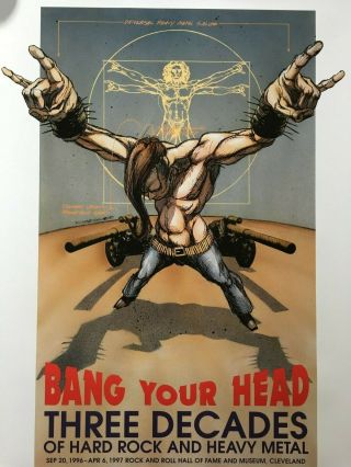 Derek Hess Rock Hall Of Fame Bang Your Head Heavy Metal Promo Poster Rare 1996