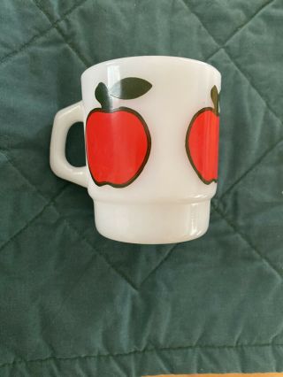 Rare Vintage Fire King Milk Glass Apple Coffee Mug