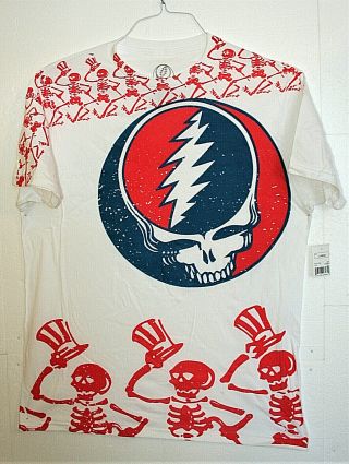 Retro Grateful Dead Music Group Authorized Dancing Skeleton T - Shirt Sz Lg