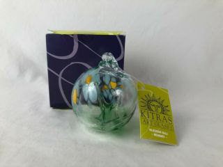 Kitras Art Glass Blossom Ball Ornament Memory Made In Canada