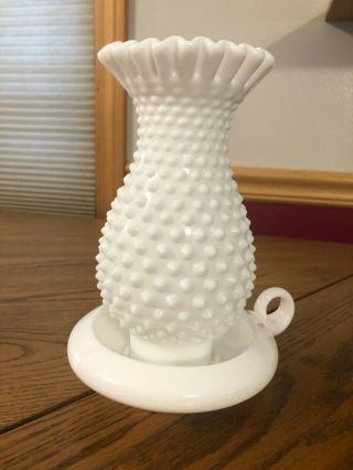 Hobnail Milk Glass 2 Piece Candle Holder Lamp