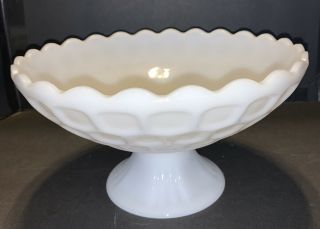 Federal Glass Company Milk Glass Yorktown Pedestal Fruit Bowl Usa Serving Bowl