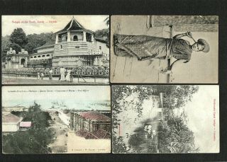 Ceylon - 1912 To 1920 - Kg V - 4 Postcards To England - With Colombo Postmarks