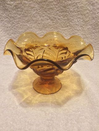 Vintage Viking Glass Amber Ruffled Top 