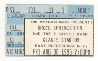 Rare Bruce Springsteen 8/30/85 E Rutherford Nj Giants Stadium Ticket Stub