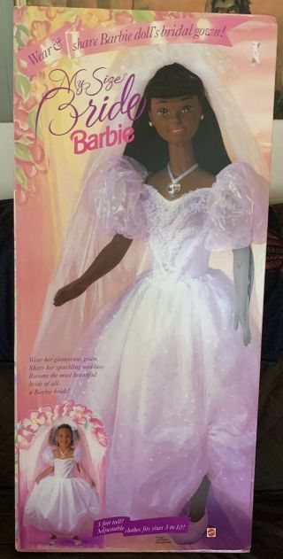 3 Foot My Size " Bride” Barbie Doll African American 1994