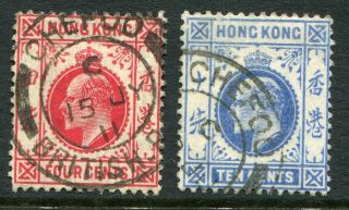 Hong Kong (po China - Chefoo) 1907 - 1911 4c & 10c Sg Z.  289 & Z.  291 (cat.  £21)
