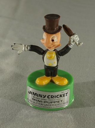 Vintage Jiminy Cricket Walt Disney Push Button Puppet - Kohner Bros.