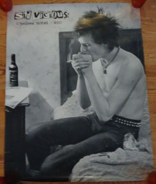 Vintage Sex Pistol Sid Vicious Chelsea Hotel Nyc Promotional Poster 33 X 25