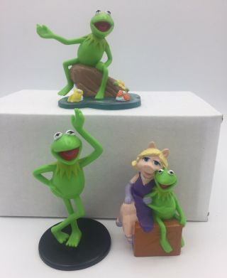 Vintage Kermit The Frog & Miss Piggy Pvc Figures By Applause 1996 Muppets