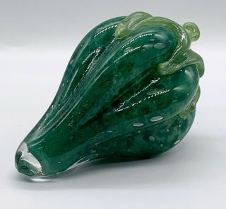 Vtg Murano Hand Blown Inner Swirl Shades Of Green Cased Glass Pepper 6”l 3.  5”w