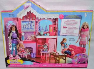 Nib - Rare Barbie Sisters Cozy Cabin Playset - Fireplace,  Husky Puppy - 20,  Accessories