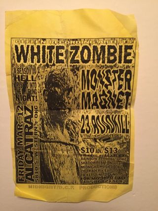 Vintage White Zombie 1993 Concert Flyer Handbill Poster - Oklahoma City Rob Zombie