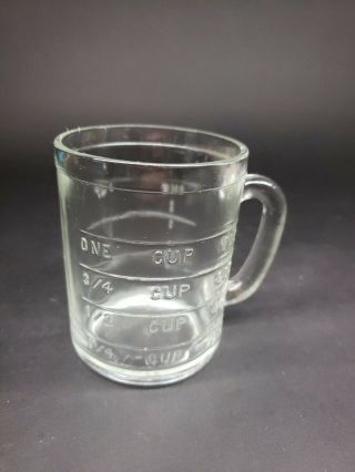 Vintage Hazel Atlas 1 Cup Measuring Cup Clear A - 11 Glass With Handle