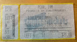 1998 Pearl Jam Murder City Devils Concert Ticket Stub Riverport Amp St Louis 7/2
