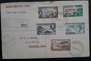 Scarce 1953 Southern Rhodesia Rhodes Centenary Fdc Ties 5 Stamps Salisbury