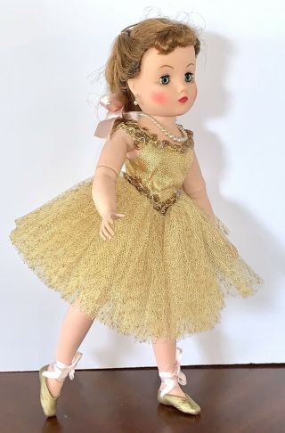 Vintage Madame Alexander Elise Doll In Tagged Gold Ballerina Outfit