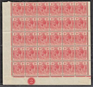 Grenada 92 1p Ll Corner Block/30,  1921 - 29 Kgv,  Vf,