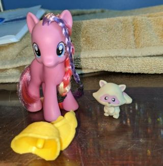 Mlp Cupcake (sugarcup) Playful Pony With Saddle And Raccoon